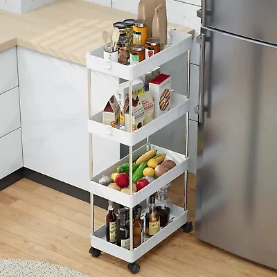 4-Tier Kitchen Trolley Cart Fruit Vegetable Basket Rack Mobile Storage Organizer • $87.33