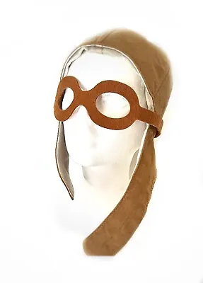 £10.81 • Buy Turkish Airlines Suede Aviator Hat Cap Felt Goggles Brown Youth Pilot Ages 3-12