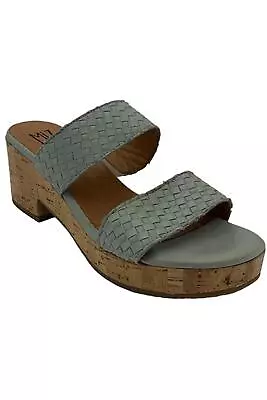 Miz Mooz Leather Wide Width Woven Heeled Sandals Genna Aqua • $44.99