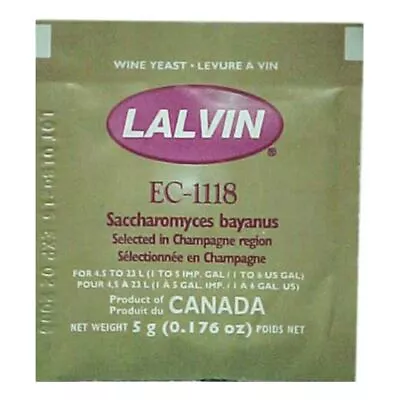 Lalvin EC-1118 Champagne Yeast 5g Sachet 18% Homebrew Wine Making 4.5L-23L • £3