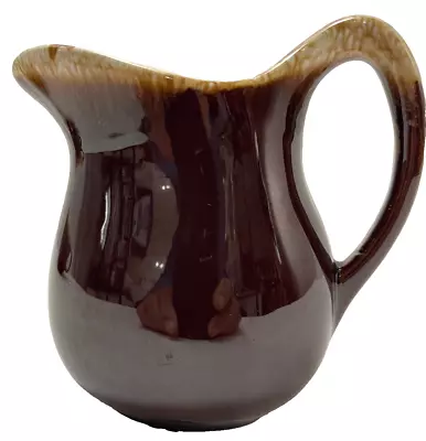 McCoy Pottery Creamer Syrup Small 5  14 Ounce Pitcher Brown Drip Glaze USA • $8.99