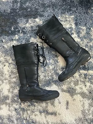 UGG Belcloud Waterproof Duck Boots Black Sheepskin Snow Leather Rain Women 8 • $132