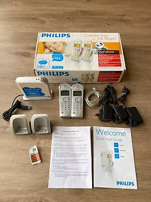 £29.34 • Buy Philips Cordless VOIP Phone Model VOIP 3211 In Box Dual Handsets