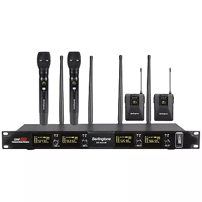 Berlingtone BR-402UM Professional 4-Channel UHF Wireless Microphone Systems • $179