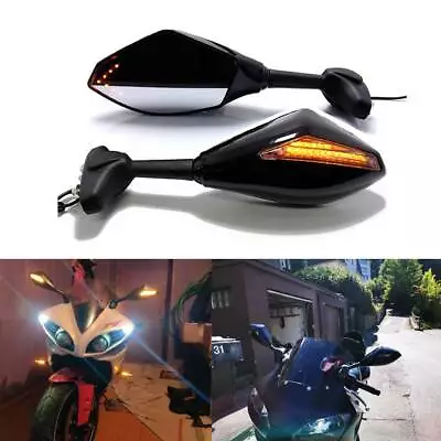 Motorcycle Side Mirrors LED Turn Signal Blinker For Yamaha YZF R1 R3 R6 R6S 600R • $39.08