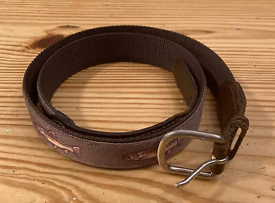 Croakies Trout Fish Belt Size 32 Leather Canvas Brown Fishing Outdoor Belt • $11.96