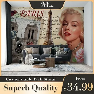 Marilyn Monroe Paris Art Pop Art 3D Wall Mural Designer Bedroom Wallpaper Murals • $22.66