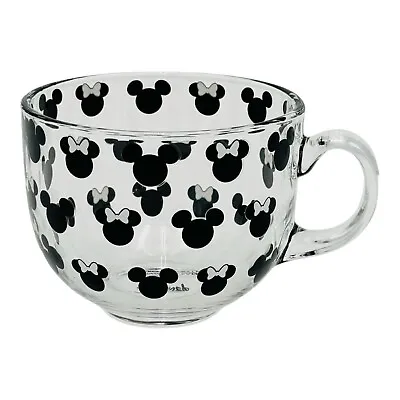 Disney Mickey Mouse & Minnie Mouse Clear Glass Mug All Over NEW RARE • $39.95