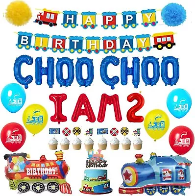 Train 2nd Birthday Party Decorations Supplies For 2 Year Old Boy - Choo Choo Im • £19.49