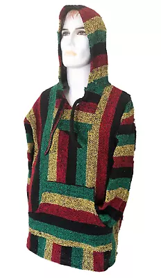 £19.99 • Buy Hoodie Mexican Baja Jerga Drug Rug Jumper Festival Surf Hippie Rasta Colours