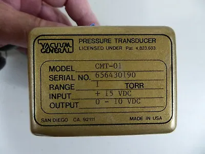 $30 • Buy VACUUM GENERAL PRESSURE TRANSDUCER CMT-01 Made In U.S.A. (1)