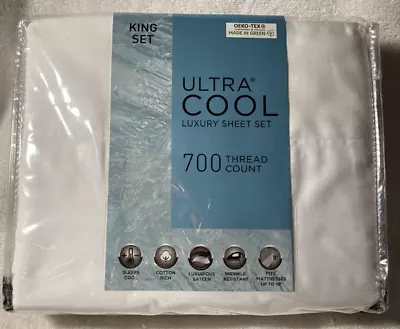 Ultra Cool 700 Thread Count 4 Piece Luxury Sheet Set King Size –White- OEKO-TEX • $125