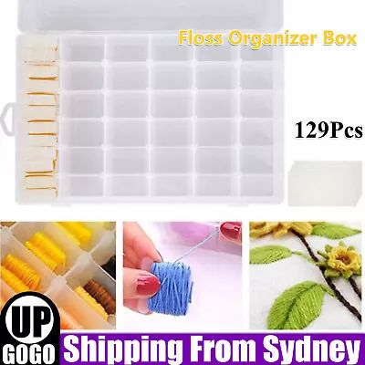 129X Embroidery Thread Floss Cross Stitch Bobbins Board Organizer Storage Box AU • $18.69