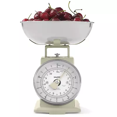 Salter Kitchen Scale Timeless Mechanical 5kg Capacity Dishwasher Safe Bowl CREAM • £17.50