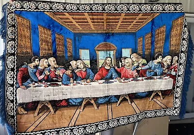 Large Vintage 48”x72” Last Supper Tapestry Jesus Christian Catholic NLhB • $75