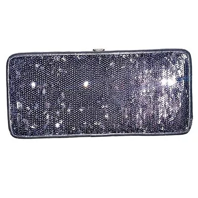 Silver Sequin Clutch Wallet Women’s Card Holder 2 Section Flippy Expressions • $14