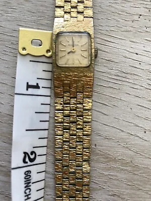 BULOVA Vintage Ladies Watch Gold Tone Super Tiny 1/2  Square Face Not Running • $12.15