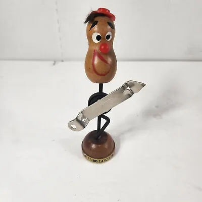 Vintage Magnetic Bottle Can  Bar Opener  Stand Playing Guitar 1960s Wood & Metal • $14.99