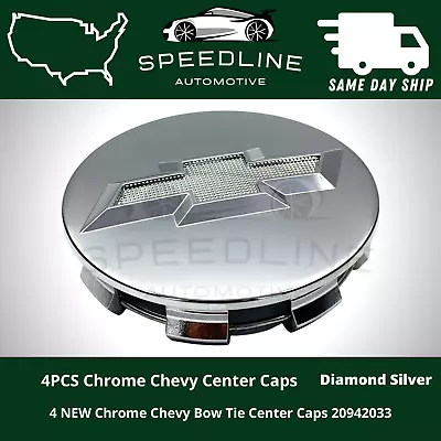 4 X Chrome Chevy Suburban Tahoe Center Caps 9596403 3.25 18 20 22 Inch  Wheels • $22.99