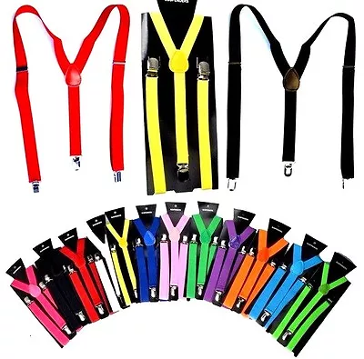 $7.98 • Buy New Colors Mens Womens Clip-on Suspenders Elastic Y-Shape Adjustable Braces