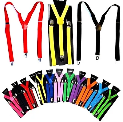 New Colors Mens Womens Clip-on Suspenders Elastic Y-Shape Adjustable Braces • $8.88