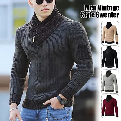 Men Casual Vintage Sweater Winter Warm Autumn Wool Turtleneck  Pullovers Tops • $30.02