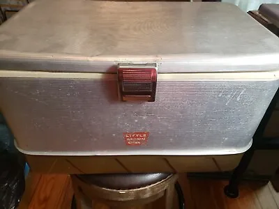 Vintage Little Brown Chest Metal Ice Box Cooler 22  • $33.37