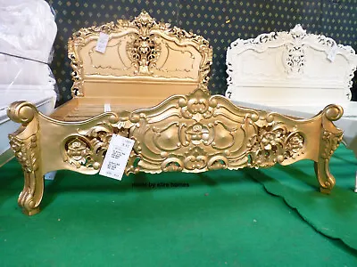EU STOCK ~ EU Queen Size Mahogany French Style Furniture Baroque Gold Rococo Bed • £1299