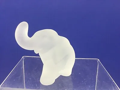 Vintage 3  Crystal Satin Glass Elephant Figurine Trunk Up Mosser Art Glass • $15.75