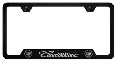 Cadillac  Black License Plate Frame (Licensed Laser Etched Script Emblem) • $37.95