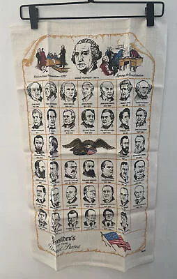 Vintage Kay Dee Linen Kitchen Tea Towel Presidents Of The US Up To Reagan • $10