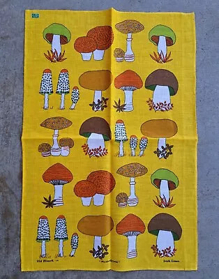 VTG 70s NOS Old Bleach Linen Mushroom #318 Dishtowel Made In Ireland Colorful • $75