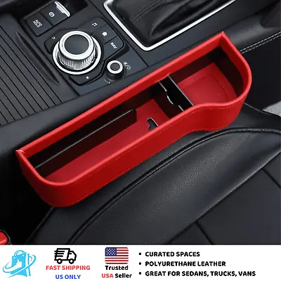 $20.99 • Buy Car Seat Gap Filler Catcher Organizer Storage Box Cup Holder Side Filler Red/L