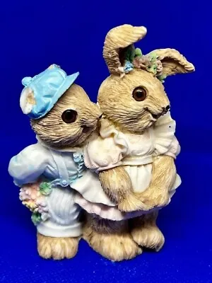 Vintage Easter Bunny Rabbit Boy Gilr Couple Mervyn's 1991 Figurine • $5.94