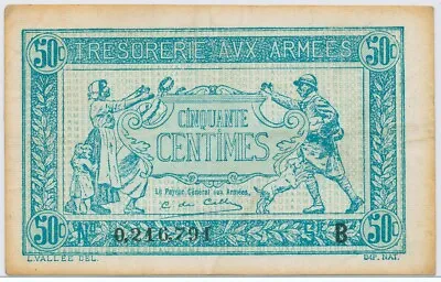 France - Trésorerie Aux Armées 50 Centimes ND(1917) P.M1_F+/VF • £1.60