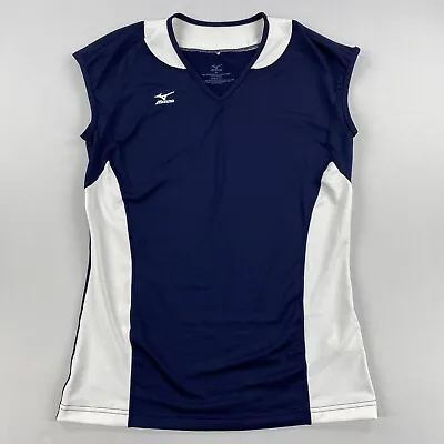 Mizuno Womens Volleyball Shirt Sleeveless Navy Blue/White Size Medium • $13.99