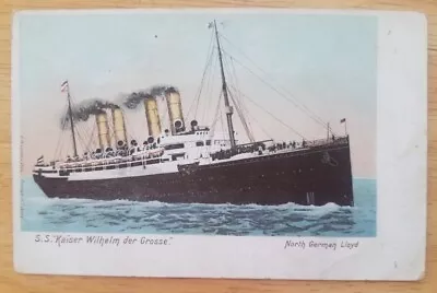 KAISER WILHELM DER GROSSE (North German Lloyd) Starboard Bow View At Sea. 1907 • $35
