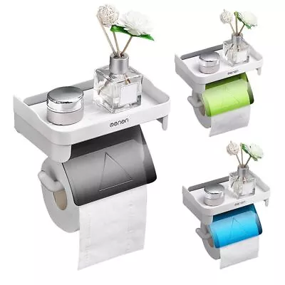 $19.25 • Buy Toilet Paper Holder Waterproof Wall Mount Roll Paper Dispenser Tissue Box Shelf/