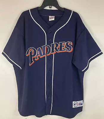 VTG Majestic San Diego Padres Jersey Men's 2X Made In USA Navy Blue  Blank  • $113.04