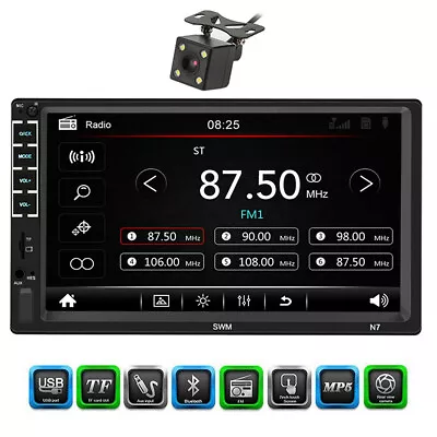 Double 2Din 7in Head Unit Car FM Stereo Radio Bluetooth MP5 Player With Camera • $73.70