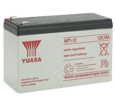 Genuine Yuasa 12 Volt 7ah Burglar Alarm Battery Rechargeable Battery (12v 7ah ) • £17.50