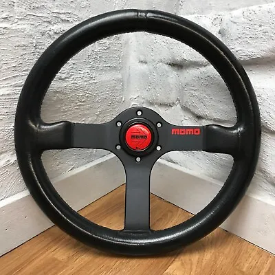 Genuine Momo F35 Black Leather 350mm Steering Wheel. Futura. 1993 Classic. 7A • $314.77