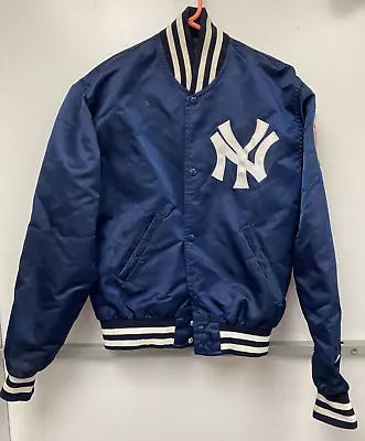 1980s Vintage Starter MLB New York Yankees Medium Navy Blue Button Up Jacket NH • $99.99