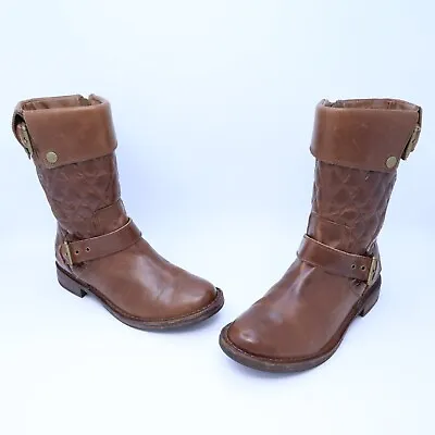 UGG Australia Conor Womens Brown Quilted Leather Zipper Boots 1001887 Size 6.5 • $75.56