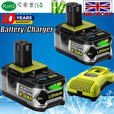 £16.59 • Buy For RYOBI P108 18VOLT One+ Plus 6Ah High Capacity Battery Li-ion RB18L50/Charger