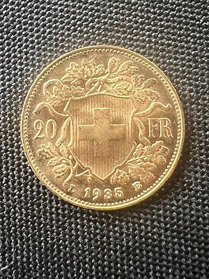 Swiss 1935-B 20 FR Gold Helvetica  Bern Minted SWISS Coin Vreneli Switzerland • $450