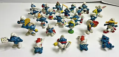 Vintage Schleich Smurf Figures Late 70's/80's LOT Of 25 AS IS (A) • $35