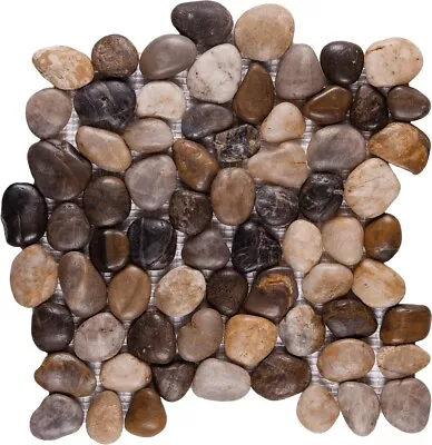 FANTASY MIX POLISHED PEBBLE Mesh-Mounted Mosaic Tile 12 In X 12 In • $18.50