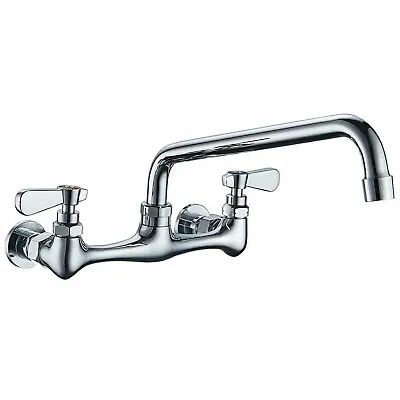 Commercial Wall Kitchen Faucet 8 Inch Center 2 Handle Swivel Sink Mixer Tap • $43.99