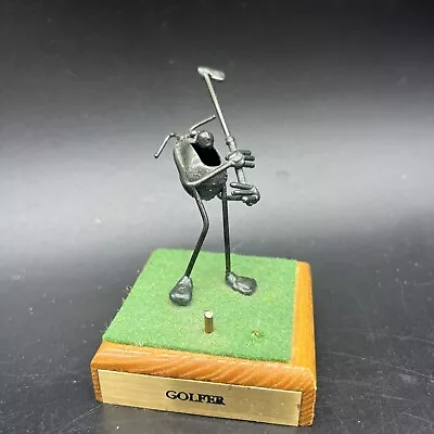 Vintage Greg Quayle Metal Scultpture Original Flea Golfer 4” X 2 1/2” USA • $9.99